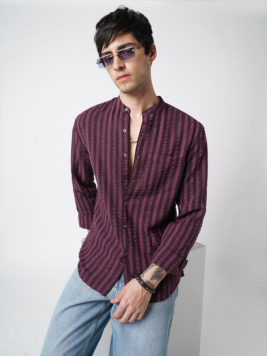 Debonair Awning Stripe Wine Crushed Shirt