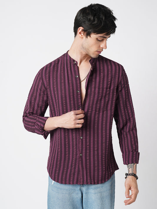 Debonair Awning Stripe Wine Crushed Shirt