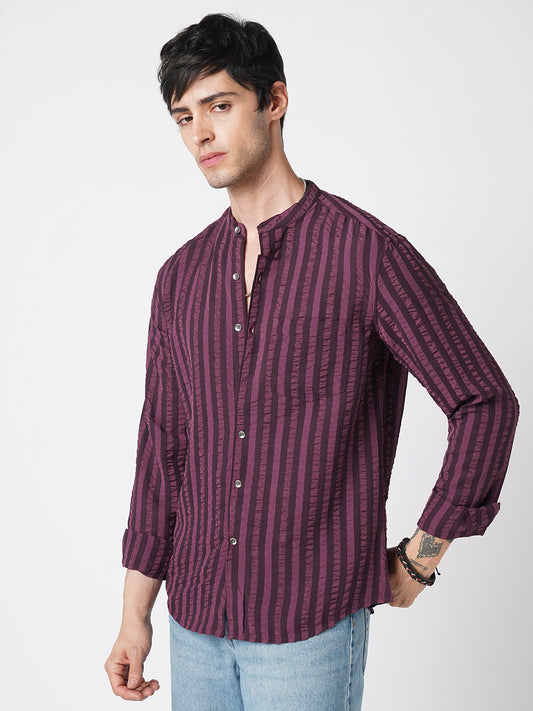 Debonair Awning Stripe Wine Crushed Shirt