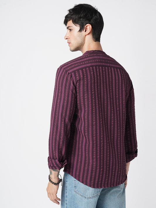 Debonair Awning Stripe Wine Crushed Shirt