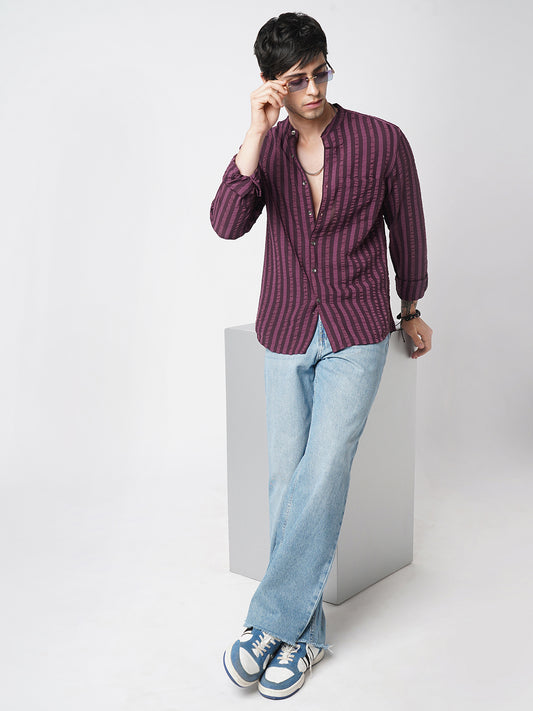 Debonair Awning Stripe Wine Crushed Shirt