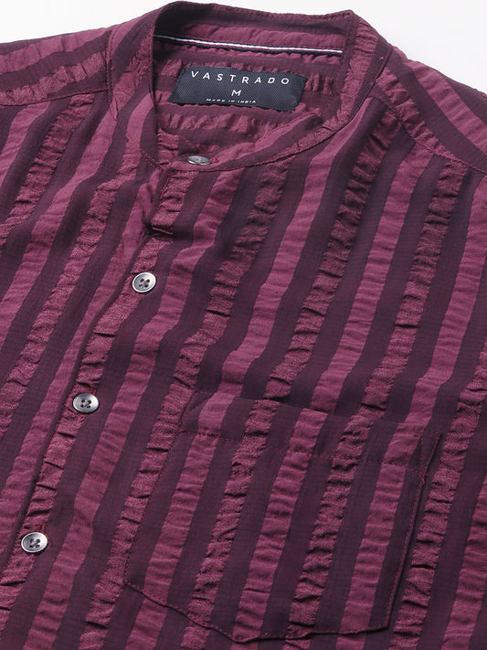 Debonair Awning Stripe Wine Crushed Shirt