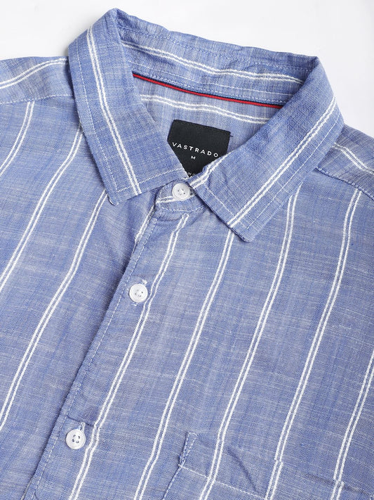 Elegant Steel Blue Striped Shirt