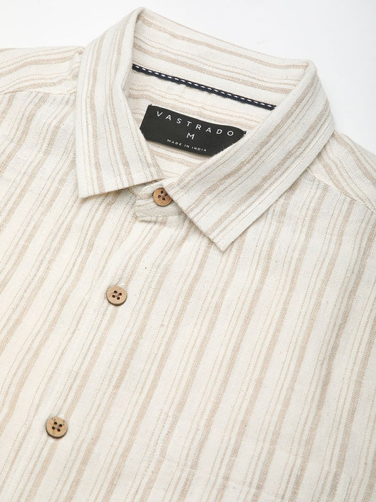 Burlap Bisque Beige Line Stripe Shirt