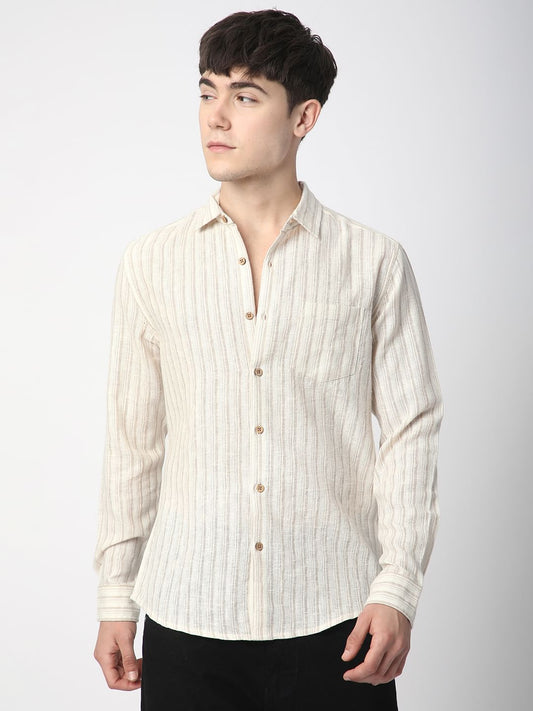 Burlap Bisque Beige Line Stripe Shirt