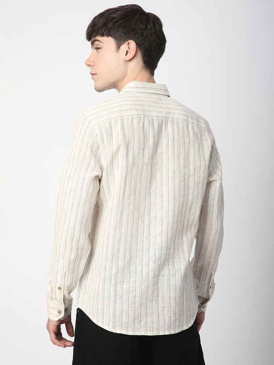 Burlap Bisque Beige Line Stripe Shirt