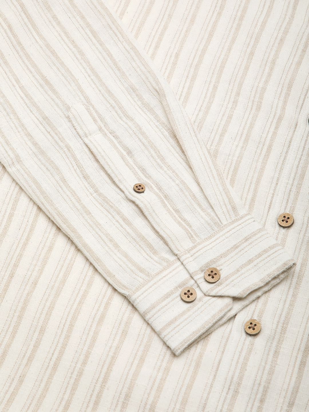 Burlap Bisque Beige Line Stripe Shirt