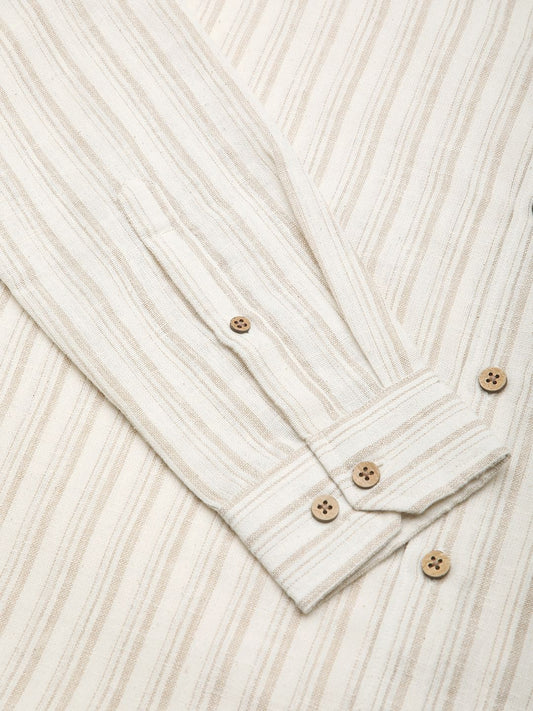 Burlap Bisque Beige Line Stripe Shirt