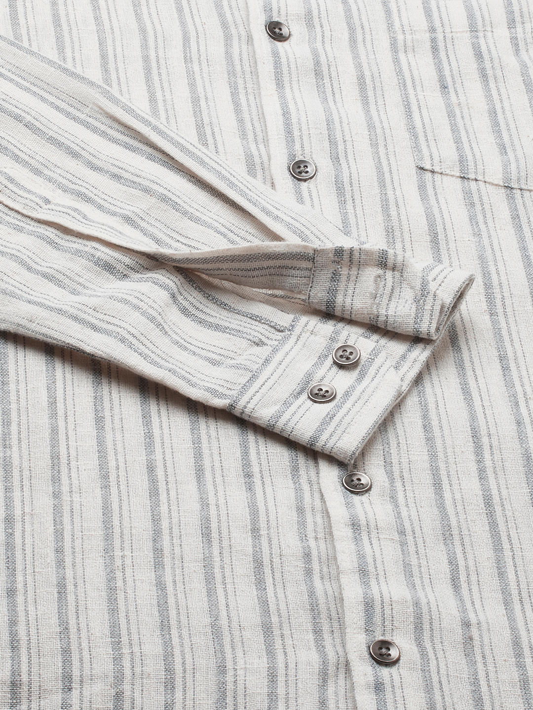 Off-White & Grey Vertical Striped Burlap Shirt