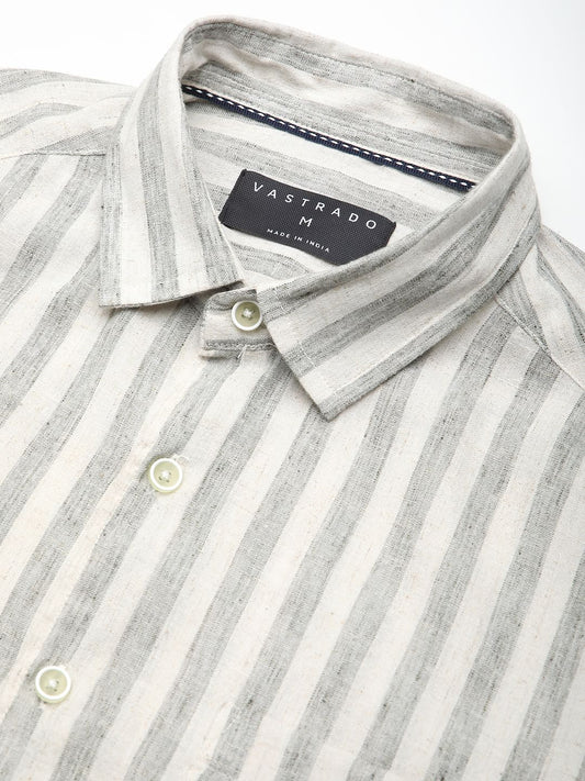 Olive & Ivory Striped Linen Shirt