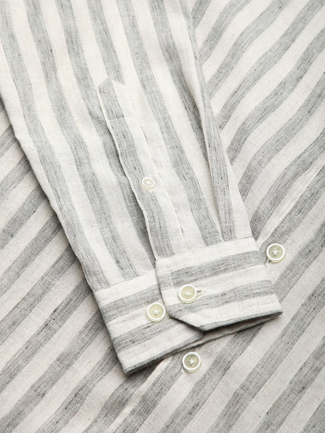 Olive & Ivory Striped Linen Shirt