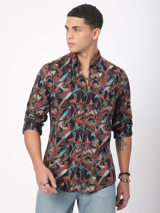 Abstract Black Foil Printed Shirt