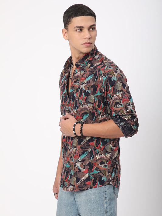 Abstract Black Foil Printed Shirt