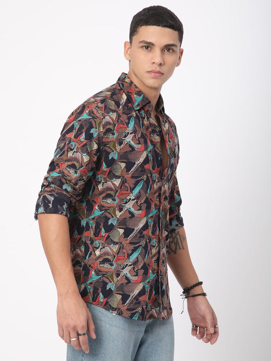 Abstract Black Foil Printed Shirt