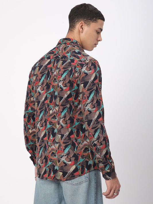 Abstract Black Foil Printed Shirt