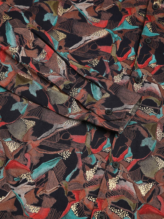 Abstract Black Foil Printed Shirt