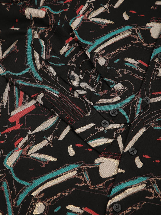 Black Fusion Hues Foil Printed Shirt
