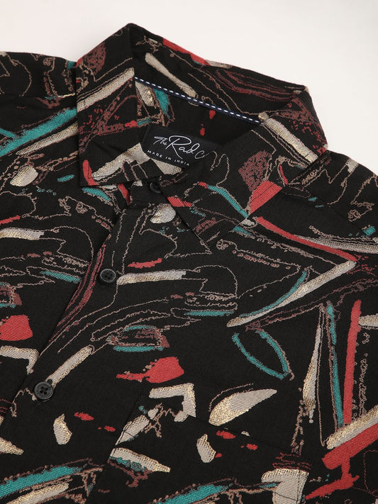 Black Fusion Hues Foil Printed Shirt