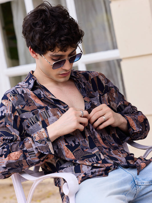 Fusion Hues Foil Printed Shirt
