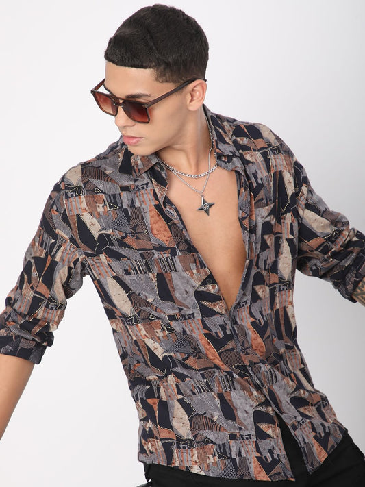 Fusion Hues Foil Printed Shirt