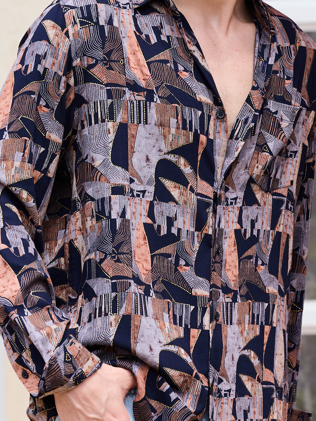 Fusion Hues Foil Printed Shirt