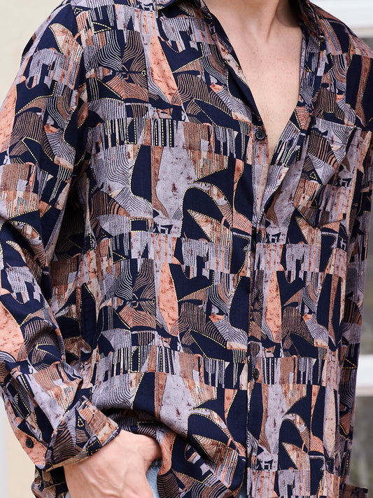 Fusion Hues Foil Printed Shirt