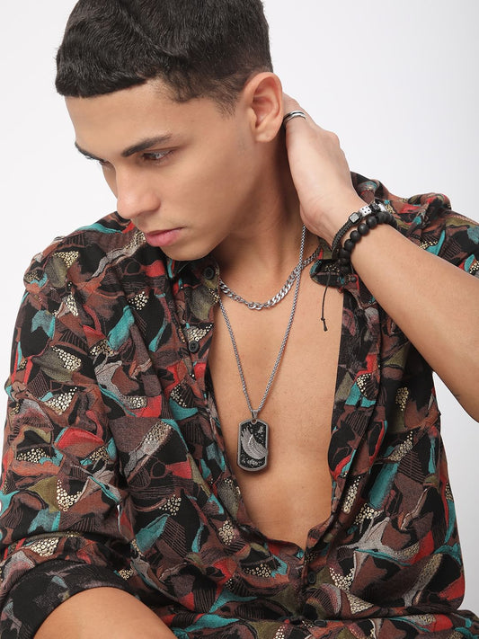 Abstract Multicolour Foil Printed Shirt