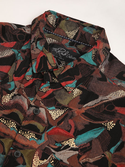Abstract Multicolour Foil Printed Shirt