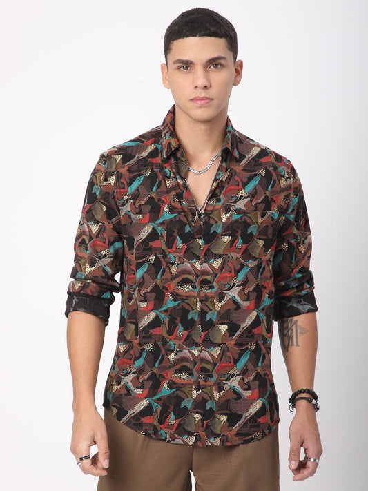 Abstract Multicolour Foil Printed Shirt