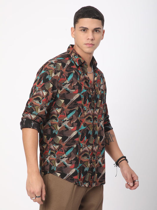 Abstract Multicolour Foil Printed Shirt
