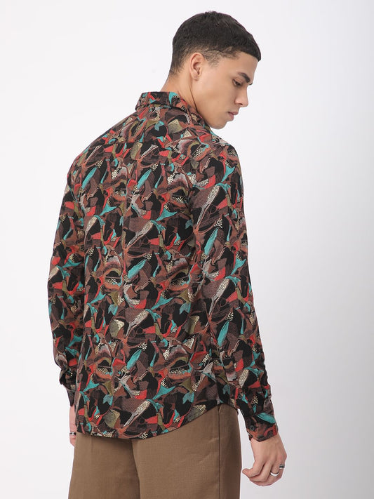Abstract Multicolour Foil Printed Shirt