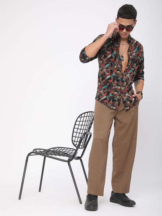 Abstract Multicolour Foil Printed Shirt