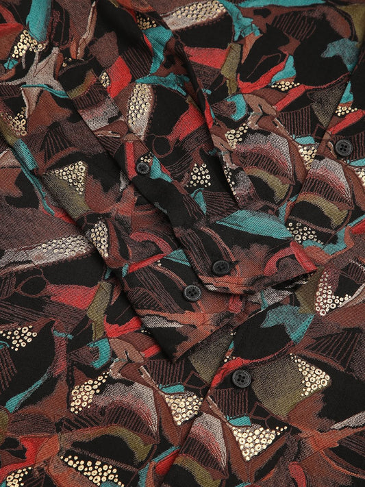 Abstract Multicolour Foil Printed Shirt