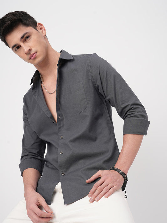 Swish Slate Grey Solid Shirt