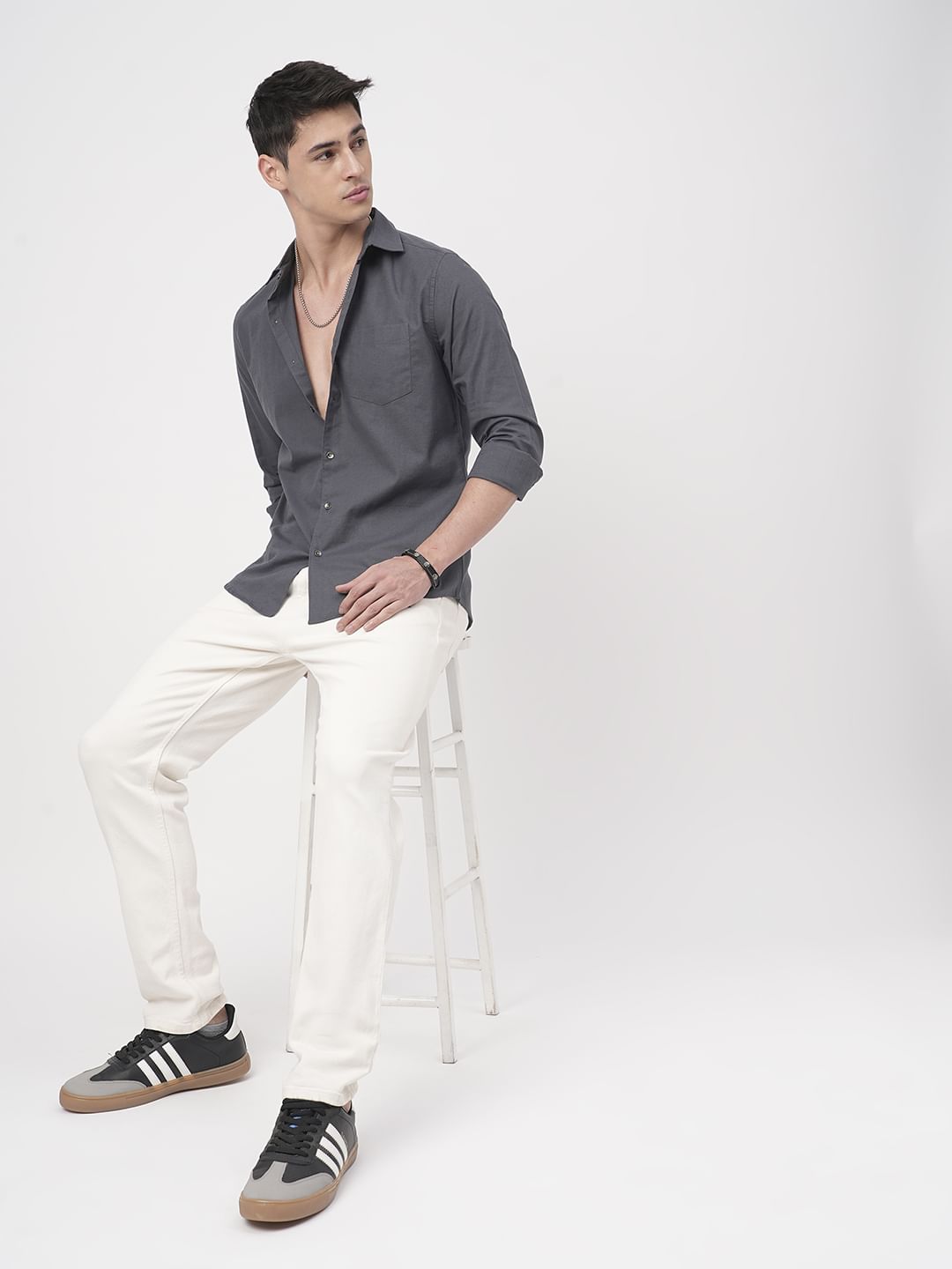 Swish Slate Grey Solid Shirt