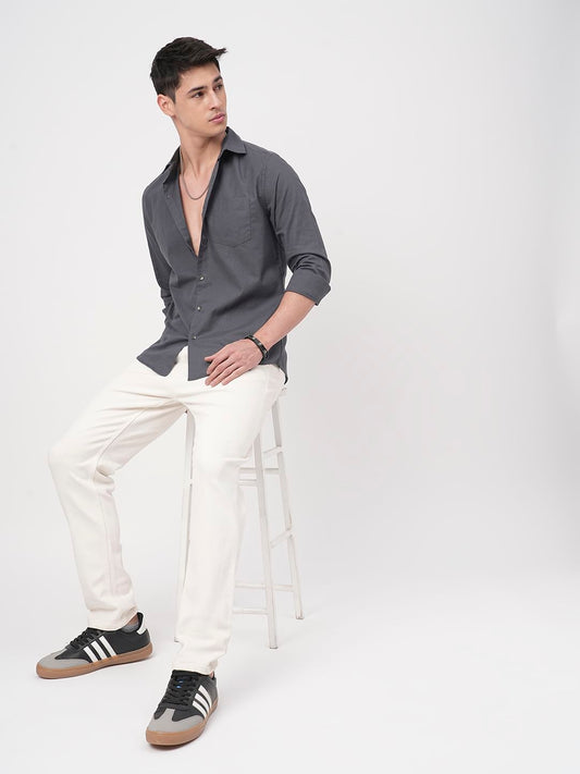 Swish Slate Grey Solid Shirt