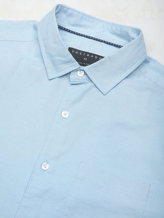 Classic Minimalist Blue Textured Shirt