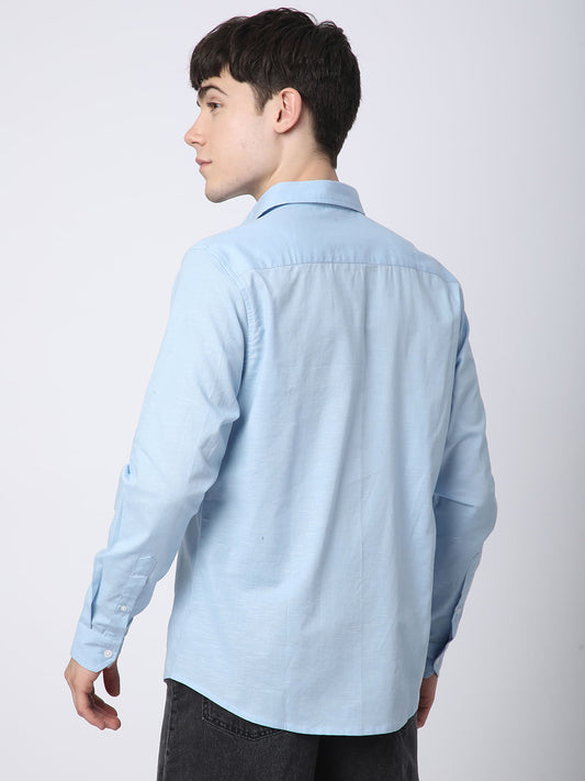 Classic Minimalist Blue Textured Shirt