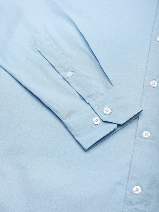 Classic Minimalist Blue Textured Shirt