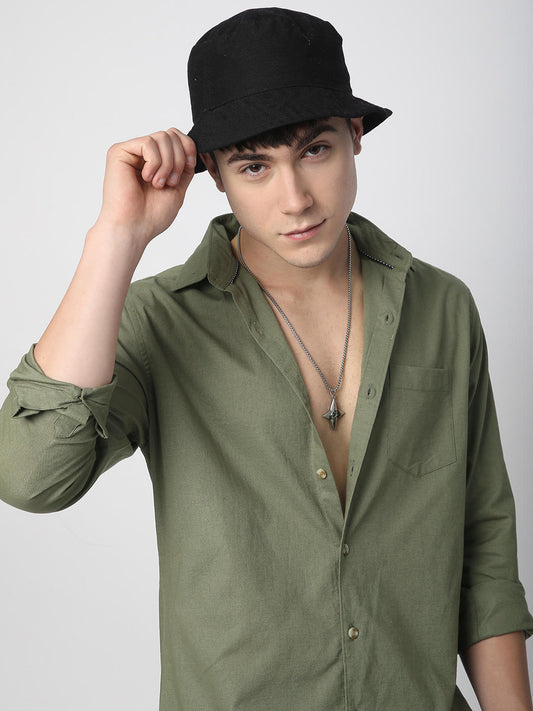 Classic Minimalist Olive Textured Shirt