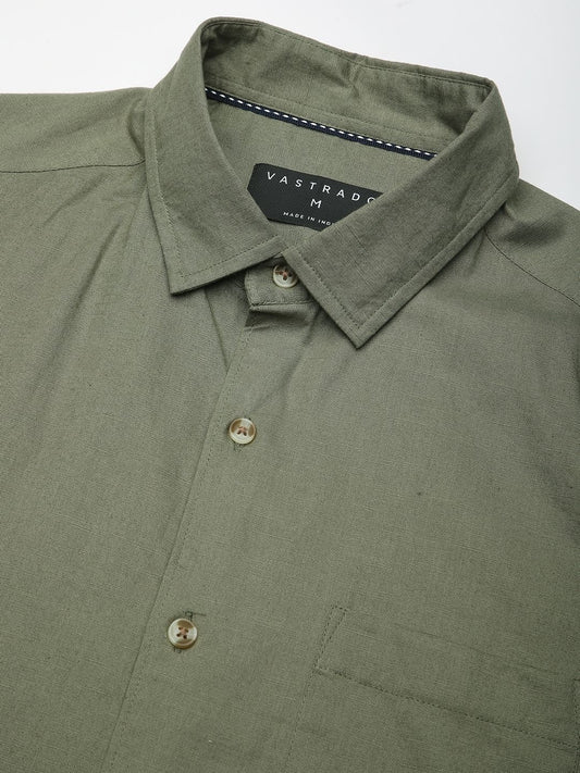 Classic Minimalist Olive Textured Shirt