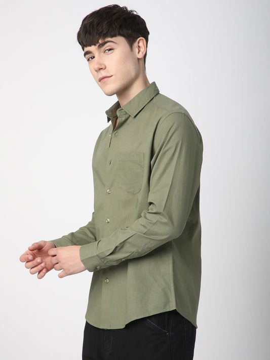 Classic Minimalist Olive Textured Shirt