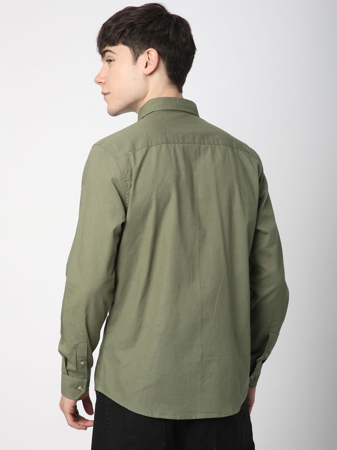 Classic Minimalist Olive Textured Shirt