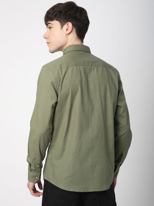 Classic Minimalist Olive Textured Shirt