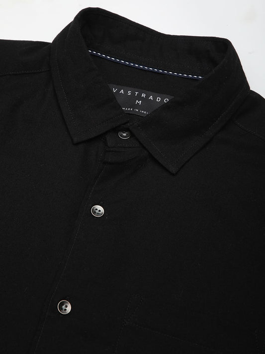 Timeless Jet Black Textured Shirt