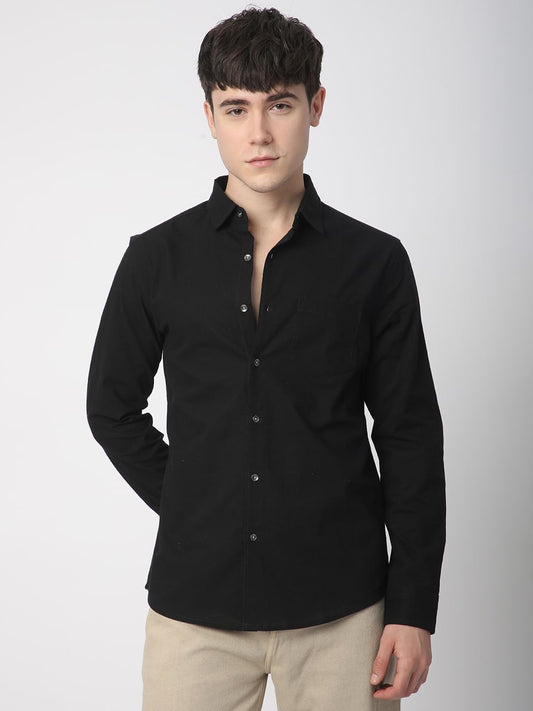 Timeless Jet Black Textured Shirt