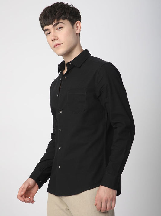 Timeless Jet Black Textured Shirt