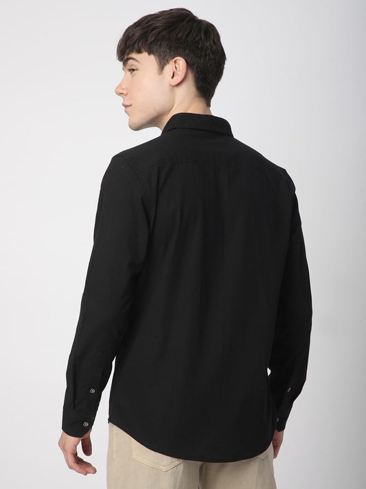 Timeless Jet Black Textured Shirt