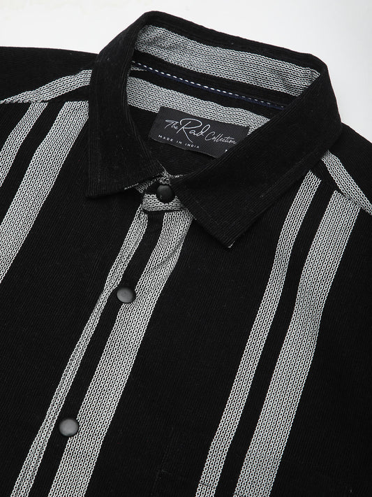 Haute Black & White Striped Corduroy Shirt