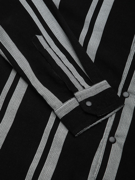 Haute Black & White Striped Corduroy Shirt